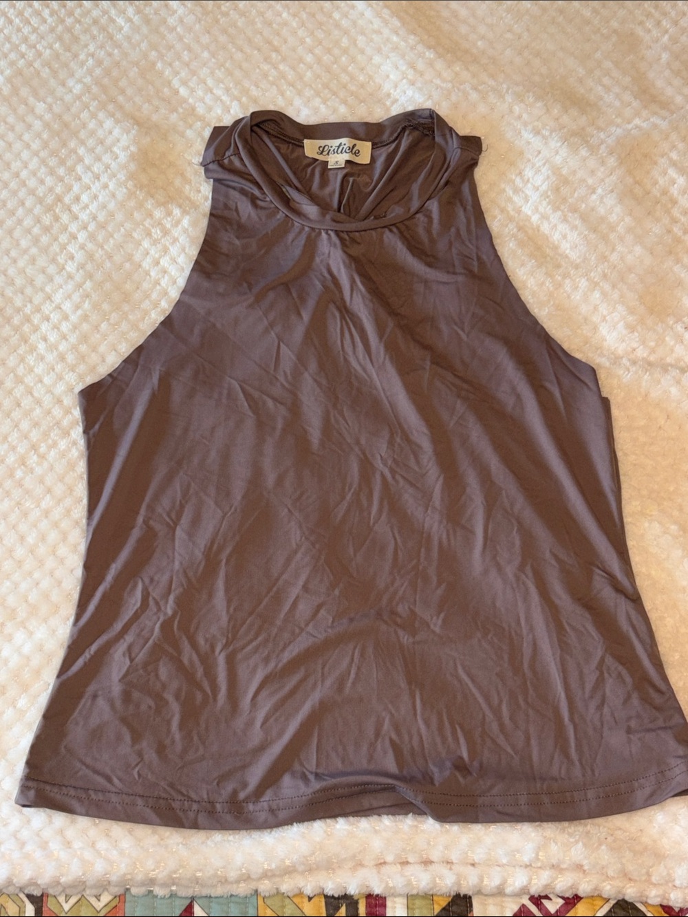 Listicle Women's Tank Top in Taupe Brown